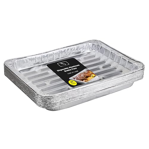 DCS Deals Pack of 25 Disposable Aluminum Broiler Pans