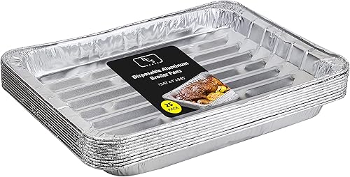 Paquete de 25 sartenes desechables de aluminio para asar, buenas para barbacoa, bandejas para parrilla, paquete múltiple de sartenes de aluminio