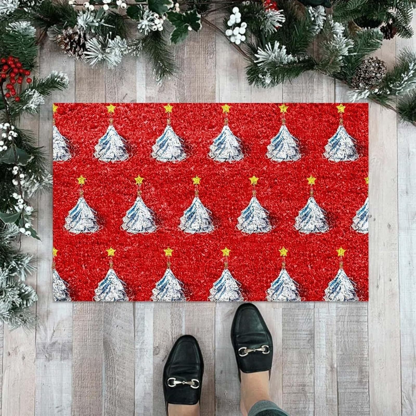 Felpudo Casa Felpudo para Puerta, Temporada Navideña, Regalo De Inauguración De La Casa, Decoración Navideña, Tapete De Bienvenida Navideño Felpudo Entrada Casa(A,50x80cm)