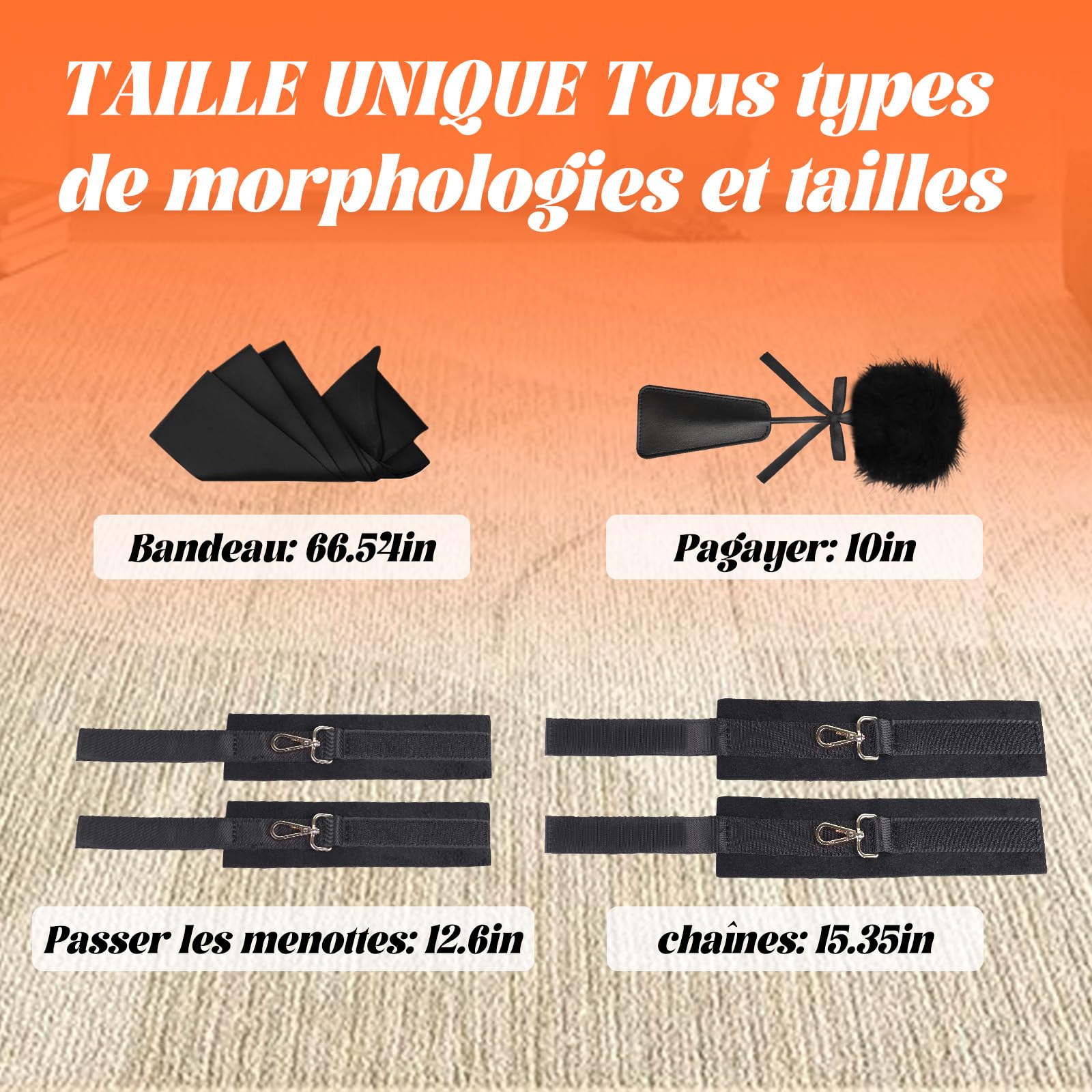 Sex Toýs Femme Couple Kits de Bondage Menottes Sex Lit BDSM Jeux Sexuelle Adulte Couple,Sex Toys Ensemble de Contention de Lit avec Menottes du Cou aux Cuisses/Chevilles, Sangles de Jambe Réglables