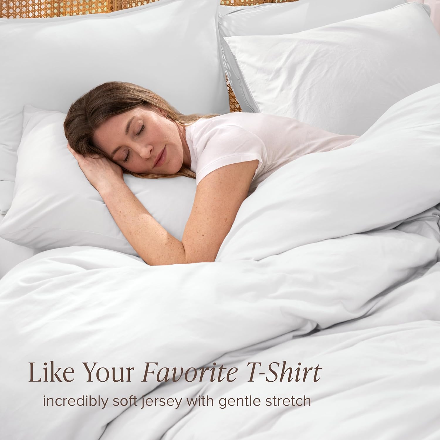 Bare Home 100% Organic Cotton Jersey Duvet Cover Set - Full/Queen Size - Ultra Soft - 100% Cotton - 3pcs - Corner Ties - Button Closure - Envelope Pillowcases (Full/Queen, White)