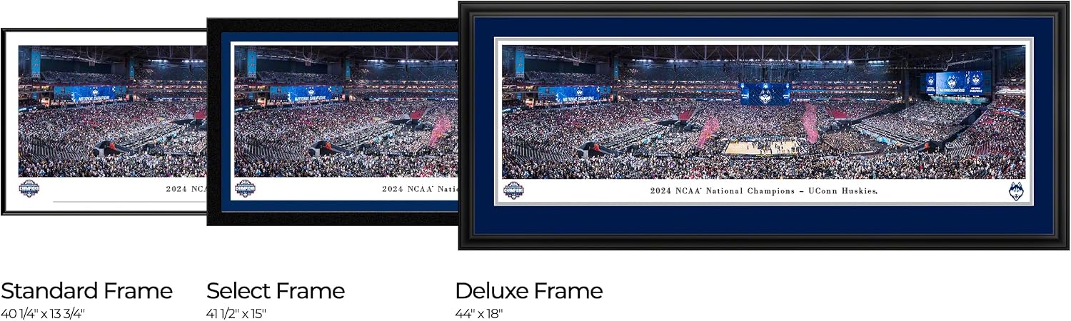 2024 NCAA Basketball National Champions, UCONN Huskies - Double Mat, Deluxe Framed Picture by Blakeway Panoramas (44"W x 18"H)