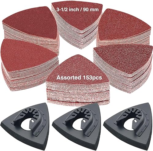 Triángulo oscilante multiherramienta accesorio de lijado, incluye almohadillas de lijado multiherramienta triangular, 3 piezas, herramienta