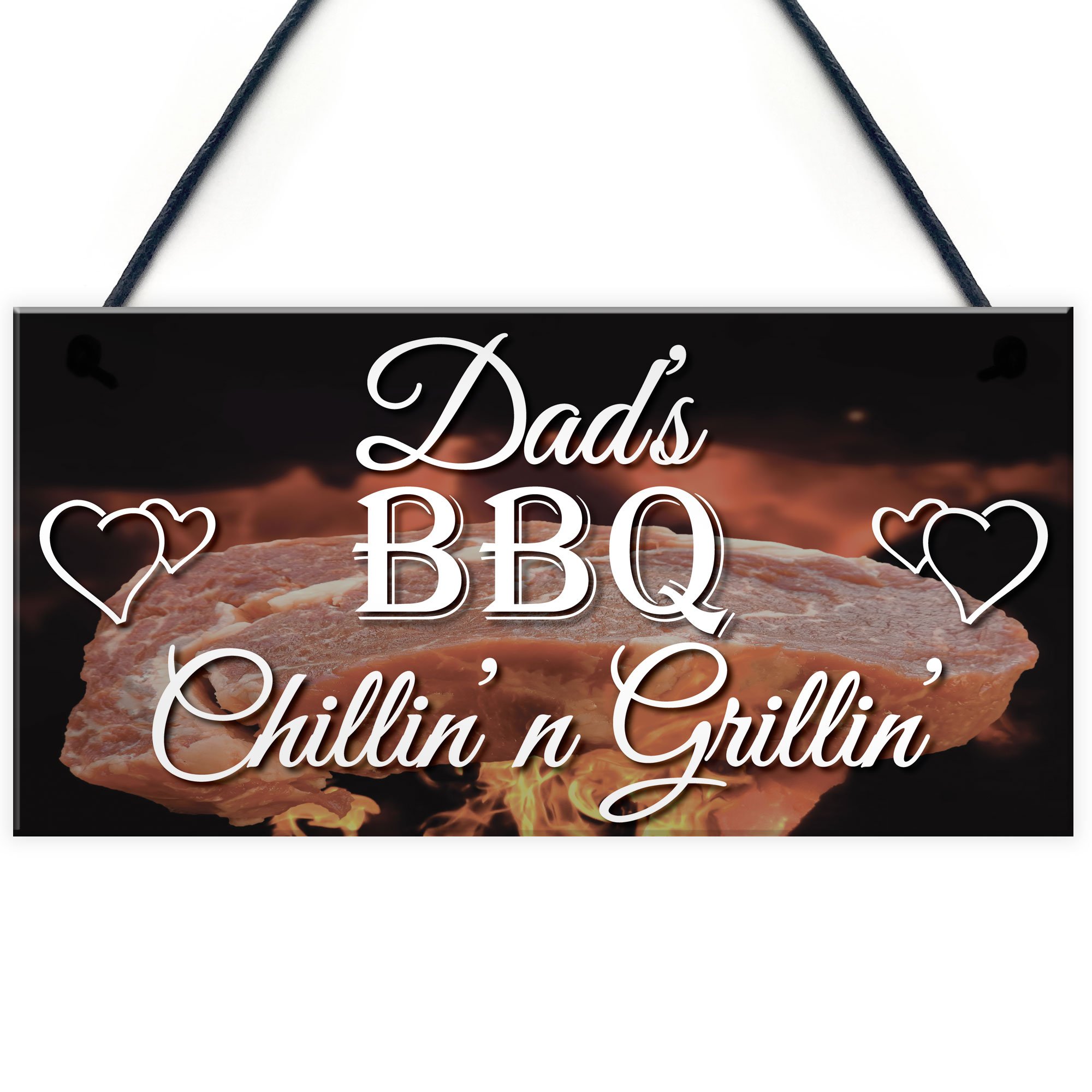 Red Ocean Chillin' n Grillin' BBQ Hanging Plaque Dad's Grill Shed Garden Cooking Sign Fathers Day Gift