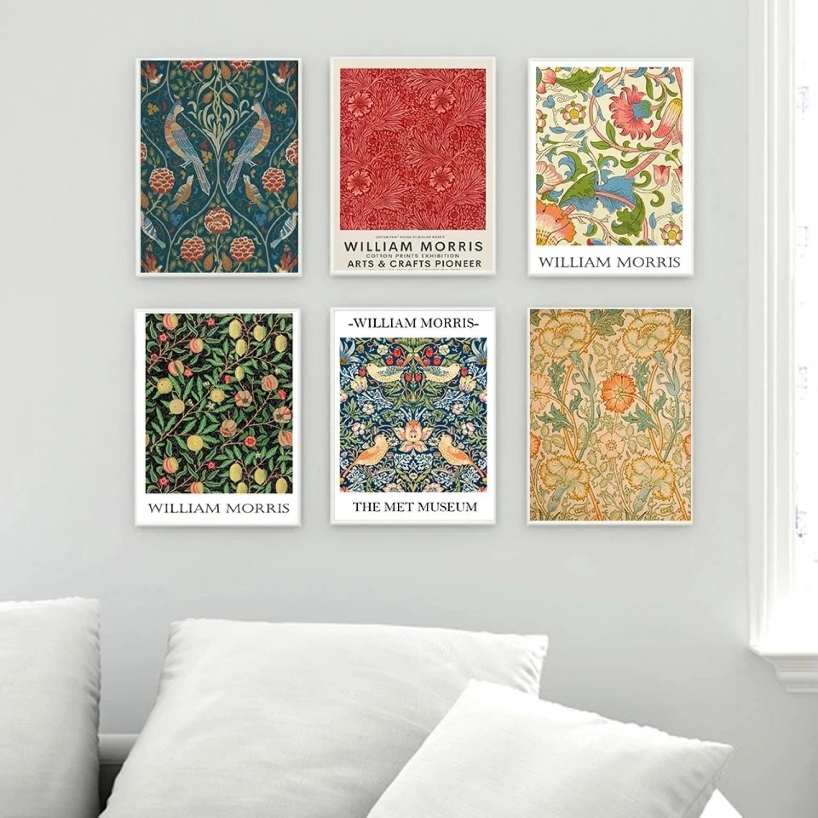 FOKTMS Stampa su tela di William Morris Victoria and Albert Museum Exhibition Poster London Underground Art Nouveau, decorazione da parete, 40 x 60 cm, senza cornice