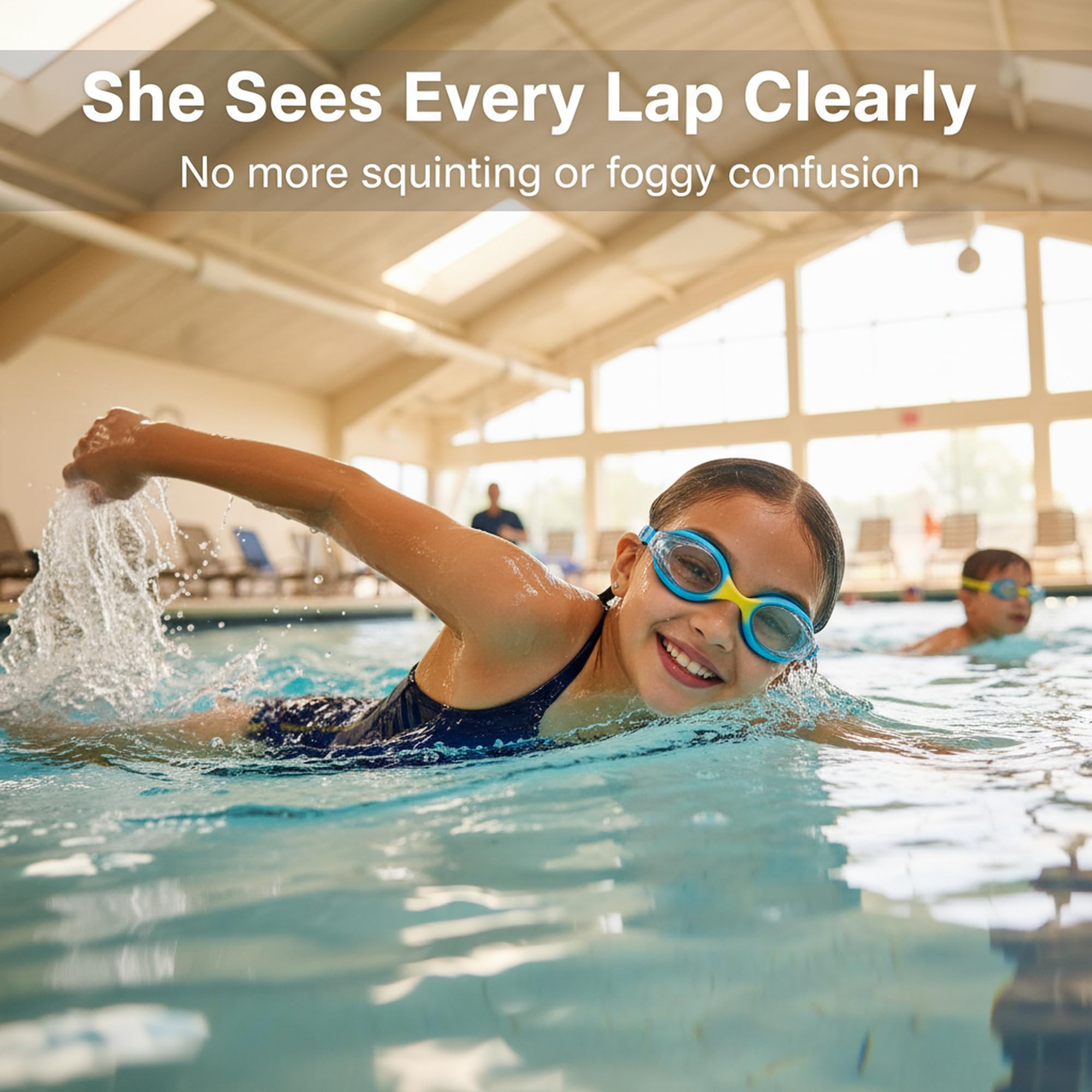 Gafas de natación niños HD anti-vaho Protección UV Banda elástica silicona Unisex 3-14 años