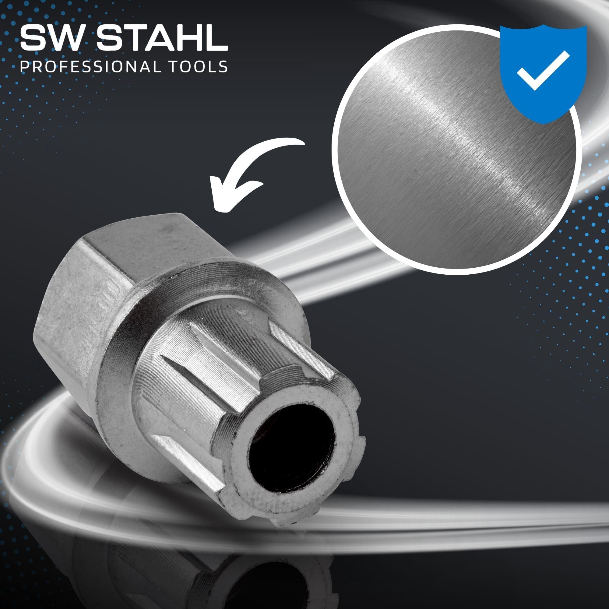 SW Stahl Kit Rimozione Bulloni Antifurto, Set Chiavi per VW, 23 Pezzi | Chiave sostitutiva per bloccaggi cerchi originali fino al 2012, attacco 1/2 pollice, include valigetta premium