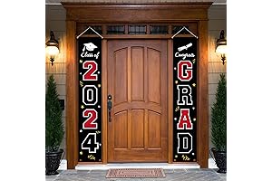 2024 Graduation Decorations in Crimson and Onyx