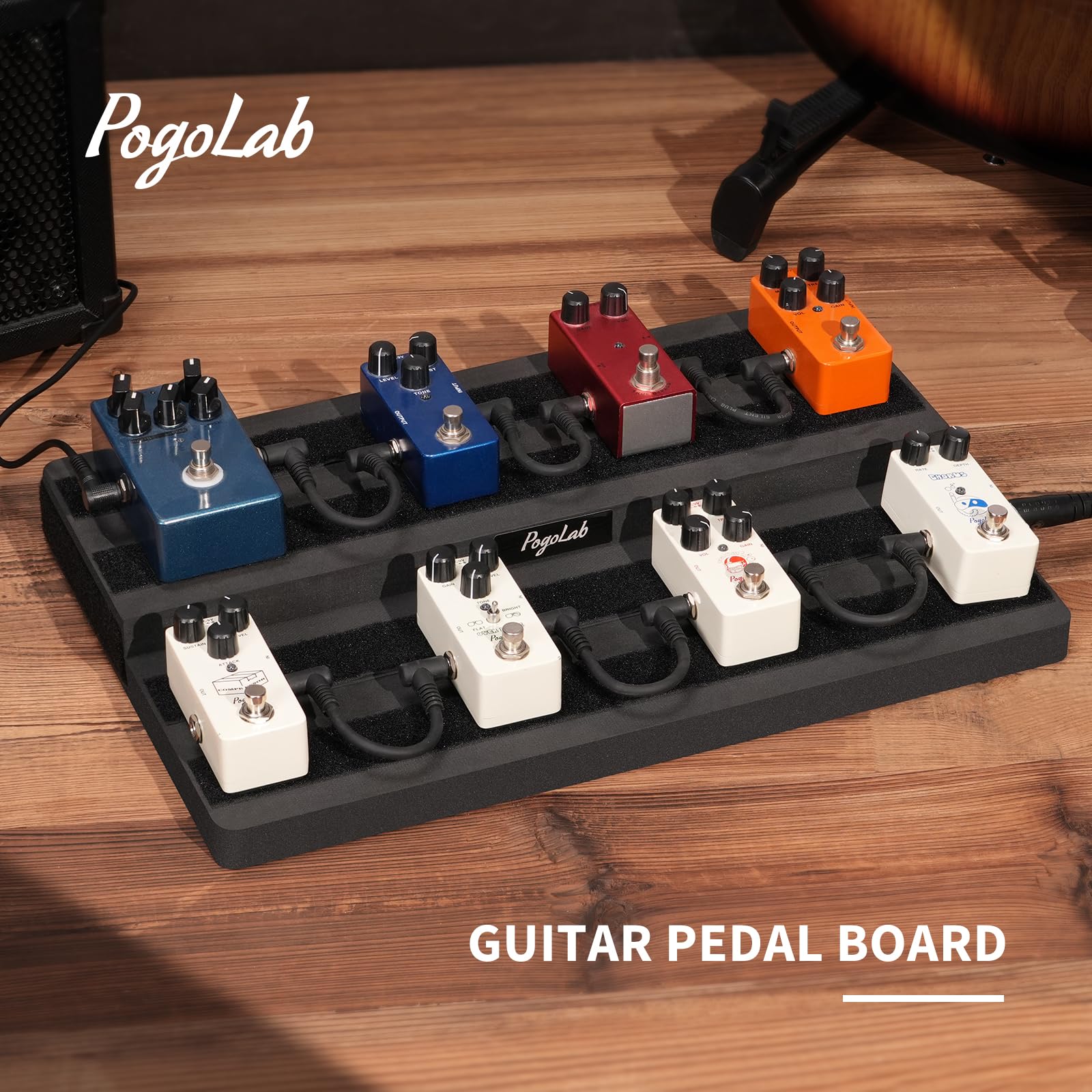 POGOLAB Guitar Pedal Board, Effects Pedal Board, 17.4x11x1.8'' EVA Guitar Pedalboard Double Layers with Carrying Bag : Musical Instruments