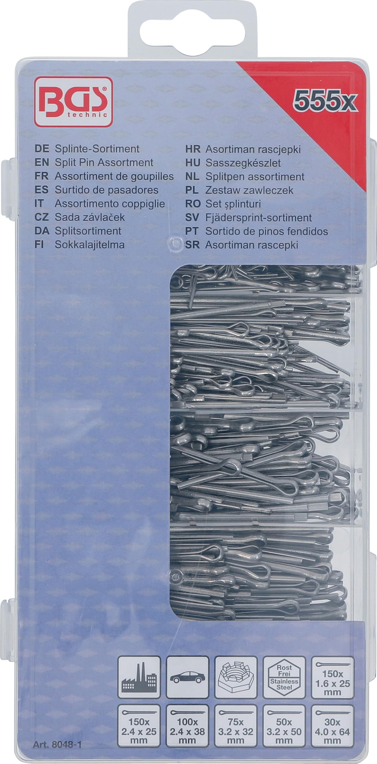 BGS 8048 Splinte-Sortiment – 555-teilig, Mit Gera Produktbild-Vorschau 11