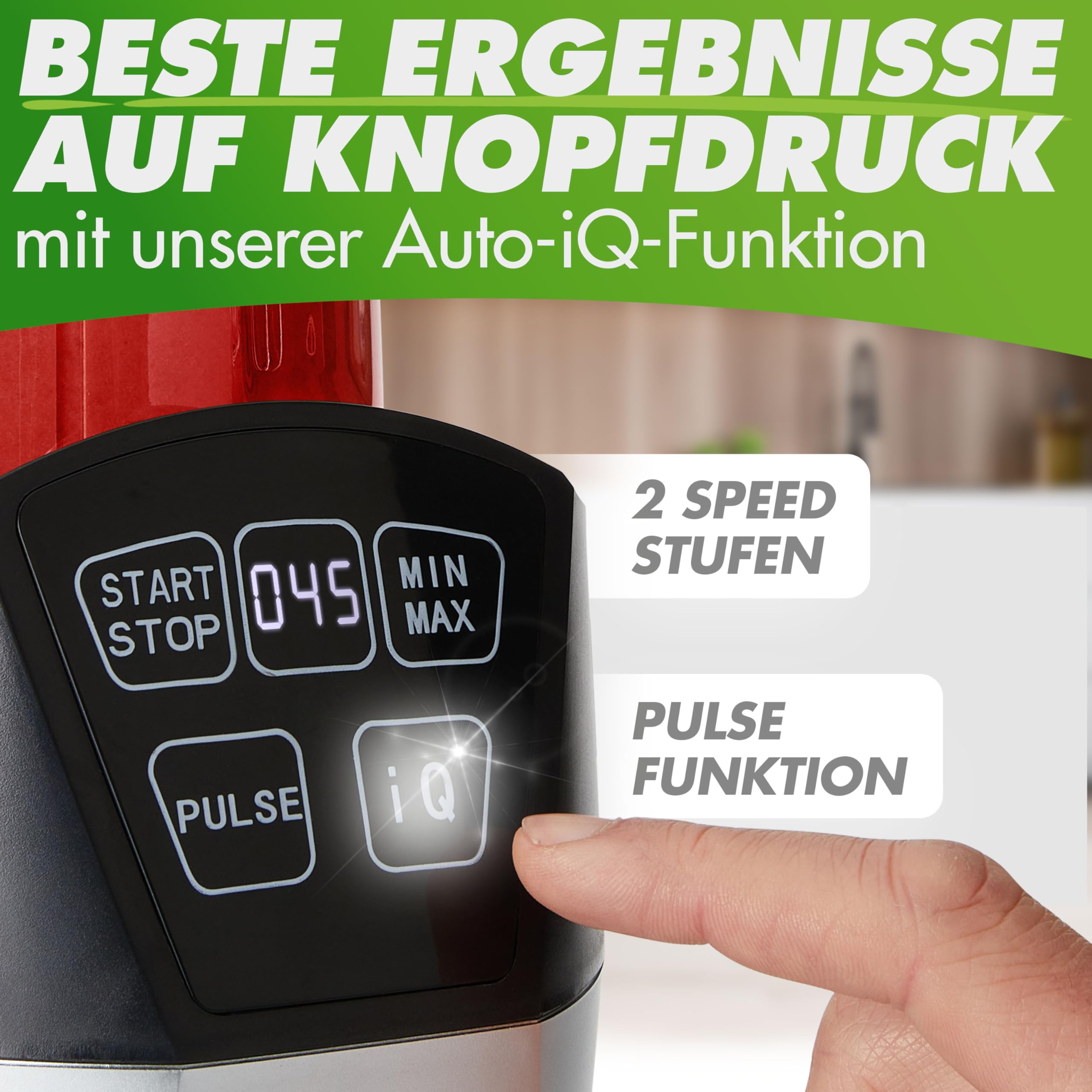Nutrilovers Smothiemaker NUTRI-BLENDER Smoothie-Maker to go 1000 Watt Mixer Smoothies Auto-IQ, BPA-frei, Inkl. Rezeptbuch, 2x Becher & Zubehör