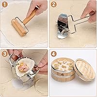 Vista 3 de Cesta para cocinar al vapor de bambú de 2 niveles Cesta para cocinar al vapor de bambú con forro reutilizable de silicona Kit de dim sum