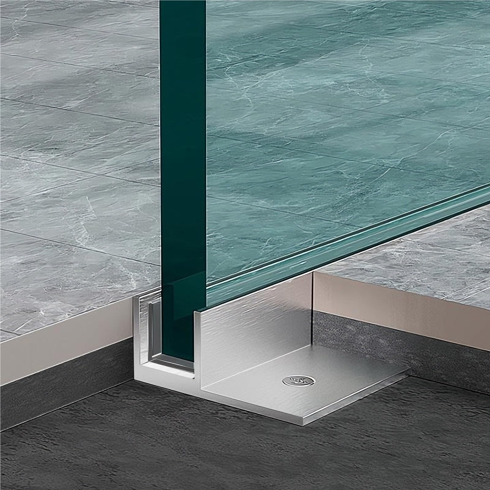 Stainless Steel Shower Glass Door F Channel, Profile Shower Door Slot with Built-in Seal for Indoor Shower & Outdoor Terrace, Glass Fixing Channel(10mm,L-1.5m(4.9FT))