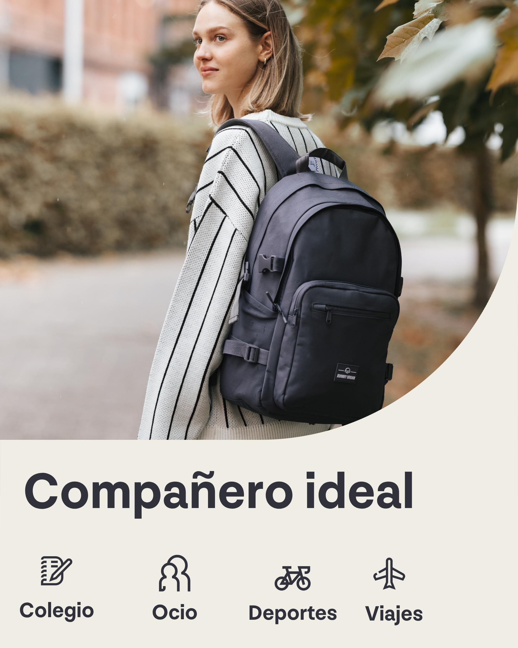 Johnny Urban Mochila Escolar Adolescentes - Lian - Cartera Escolar para Niños y Niñas - 18 Litros - Mochila Casual con Compartimento para Portátil para Colegio y Ocio - Repelente al Agua