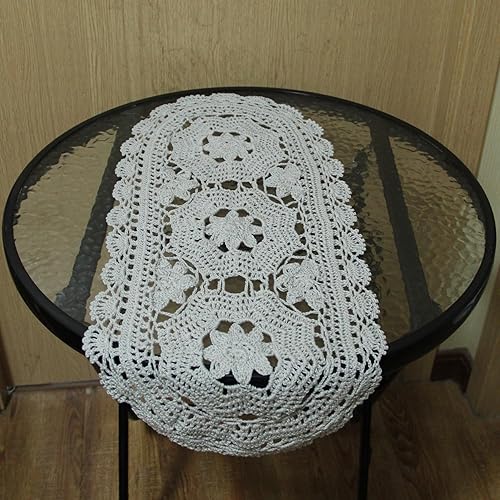 Miniatura 2 de BIBITIME Mantel individual ovalado de 3 flores de encaje de ganchillo, para boda, comedor, dormitorio, jarrón, decoración del hogar, camino de mesa