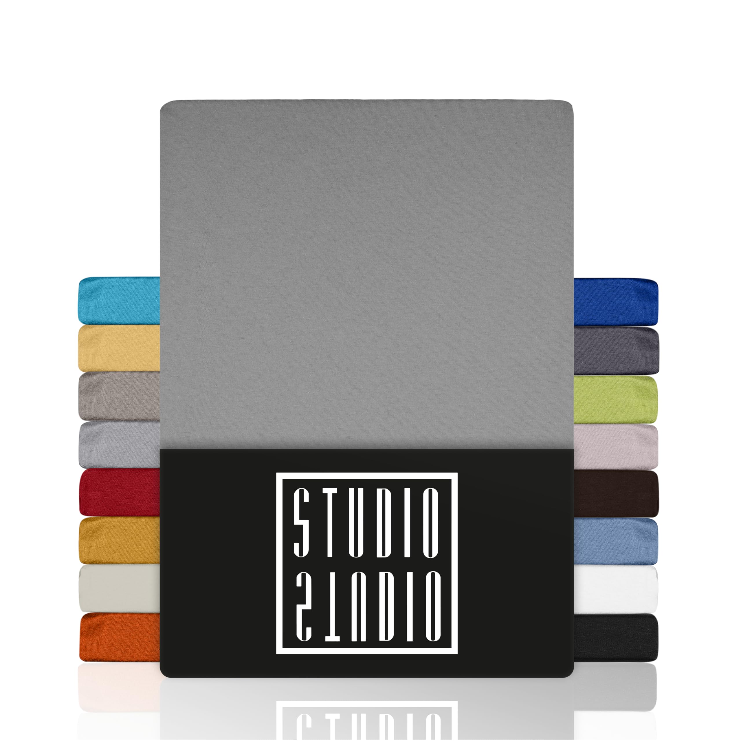 STUDIO Basic Fitted Sheet 90 x 190 cm - Jersey Fitted Sheet Made of 100% Combed Cotton - Silver - Oeko-Tex Certified, Non-Iron & Elastic - for Mattresses 15-25 cm