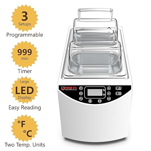 Miniatura 18 de 4E's USA Baño de agua - Baño de agua eléctrico digital de laboratorio de 24 litros con control preciso de temperatura, doble función de seguridad