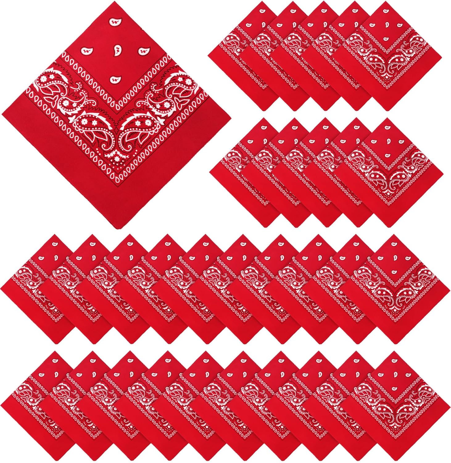 YSense 30-Pack Paisley Bandanas Bulk - Unisex Cowboy Headbands, Multi-Purpose Head Wraps & Scarves for Men Women