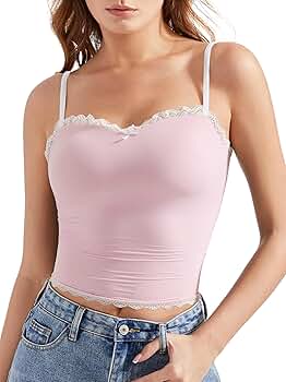 トップス melt the lady logo gradation camisole Women Gingham Tank Top Y2k Lace Trim Cami Top Sleeveless