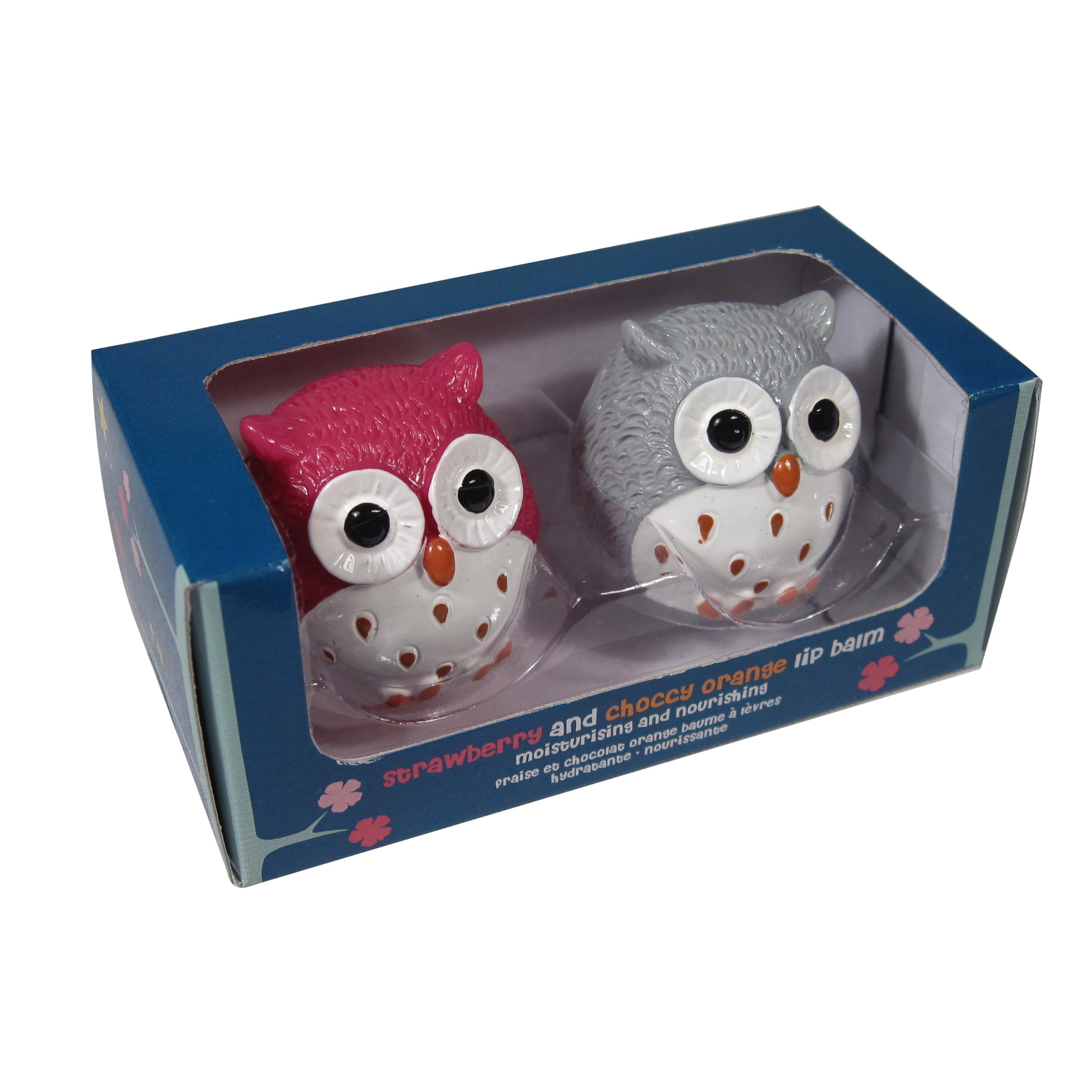 Owl Duo Lip Balm - Strawberry & Choccy Orange by NP World