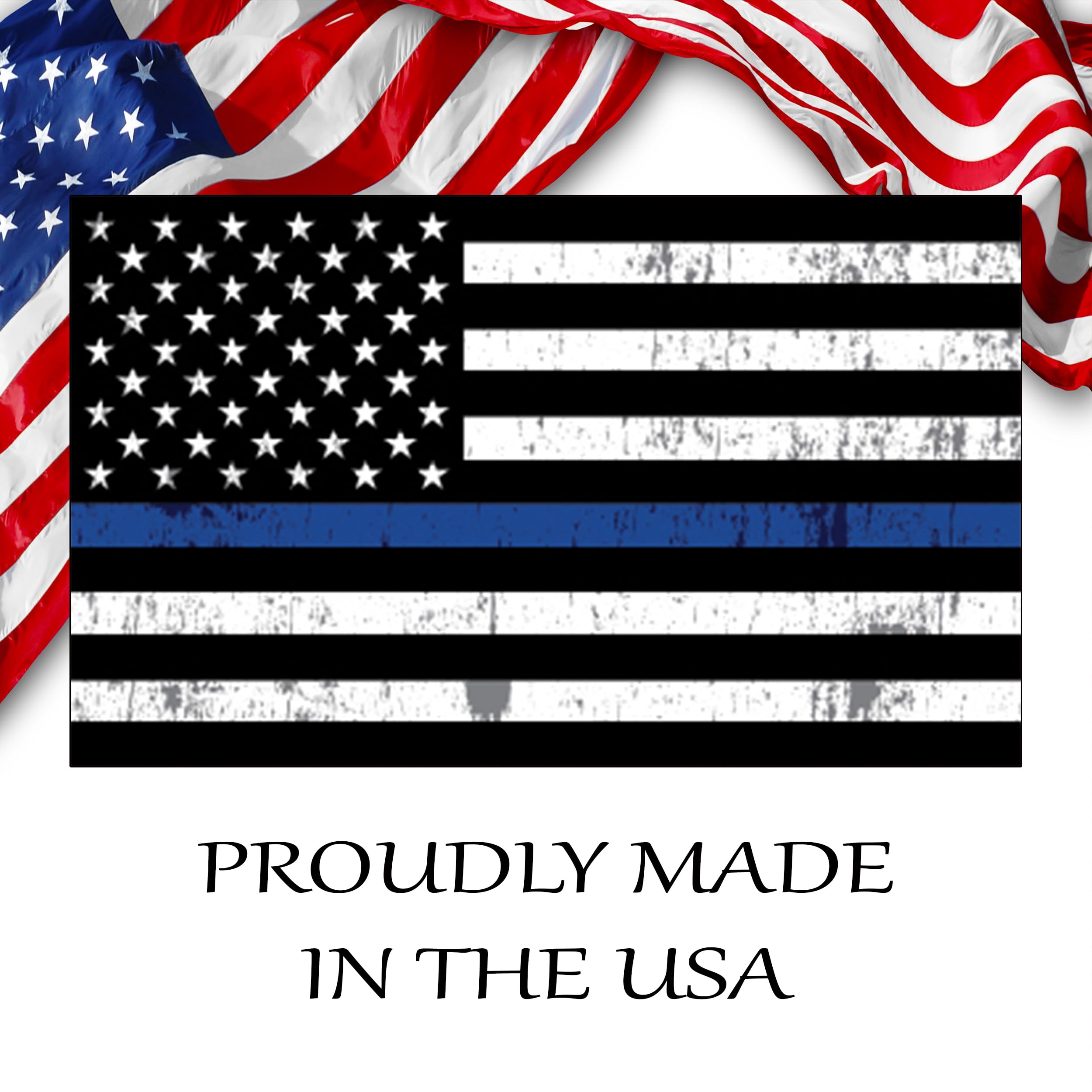 Thin Blue Line Police Support Decal - 4.5x2.75 Inch Die Cut Vinyl Sticker For Car Window