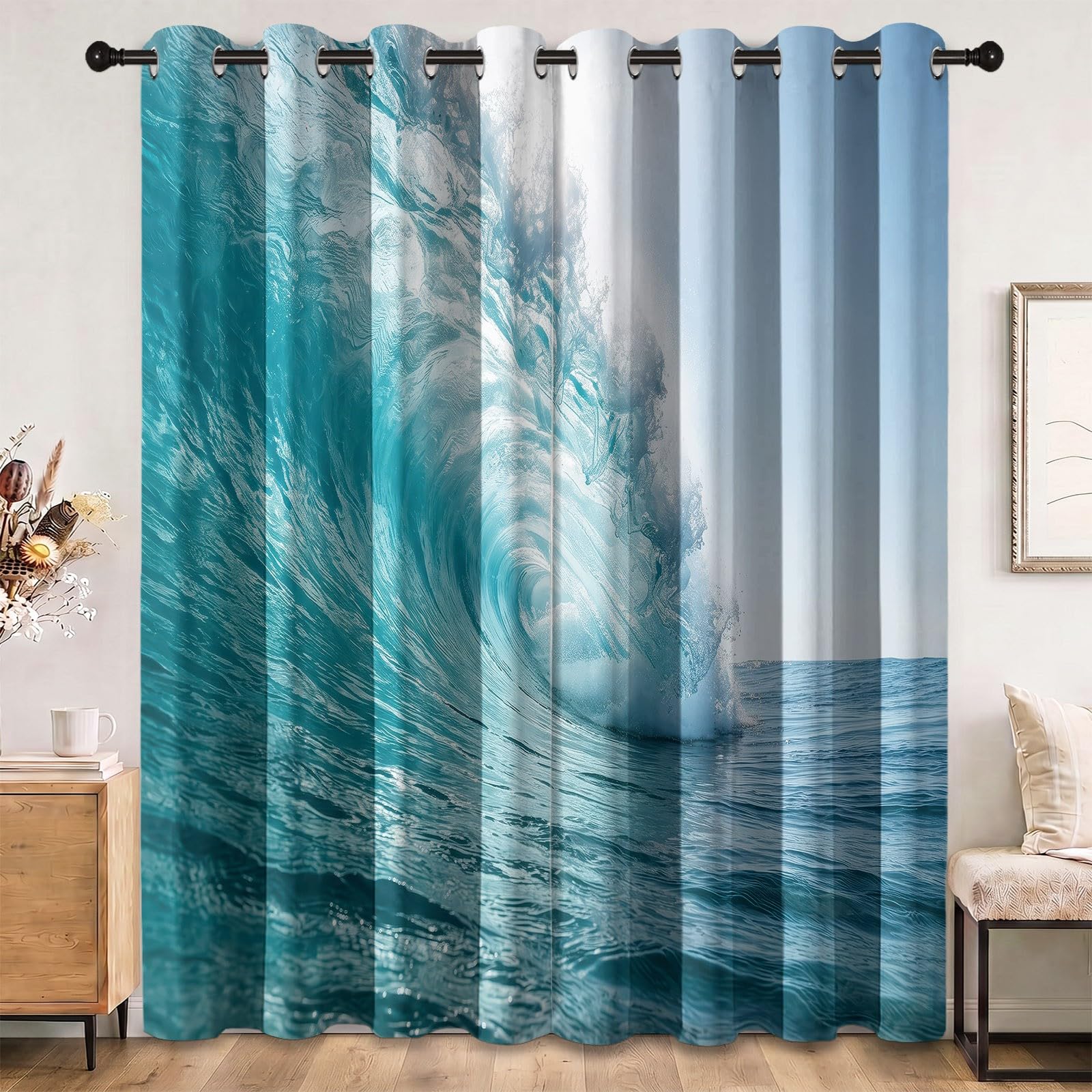 Zasłona zaciemniająca ocean krajobraz przybrzeżne fale oceanu