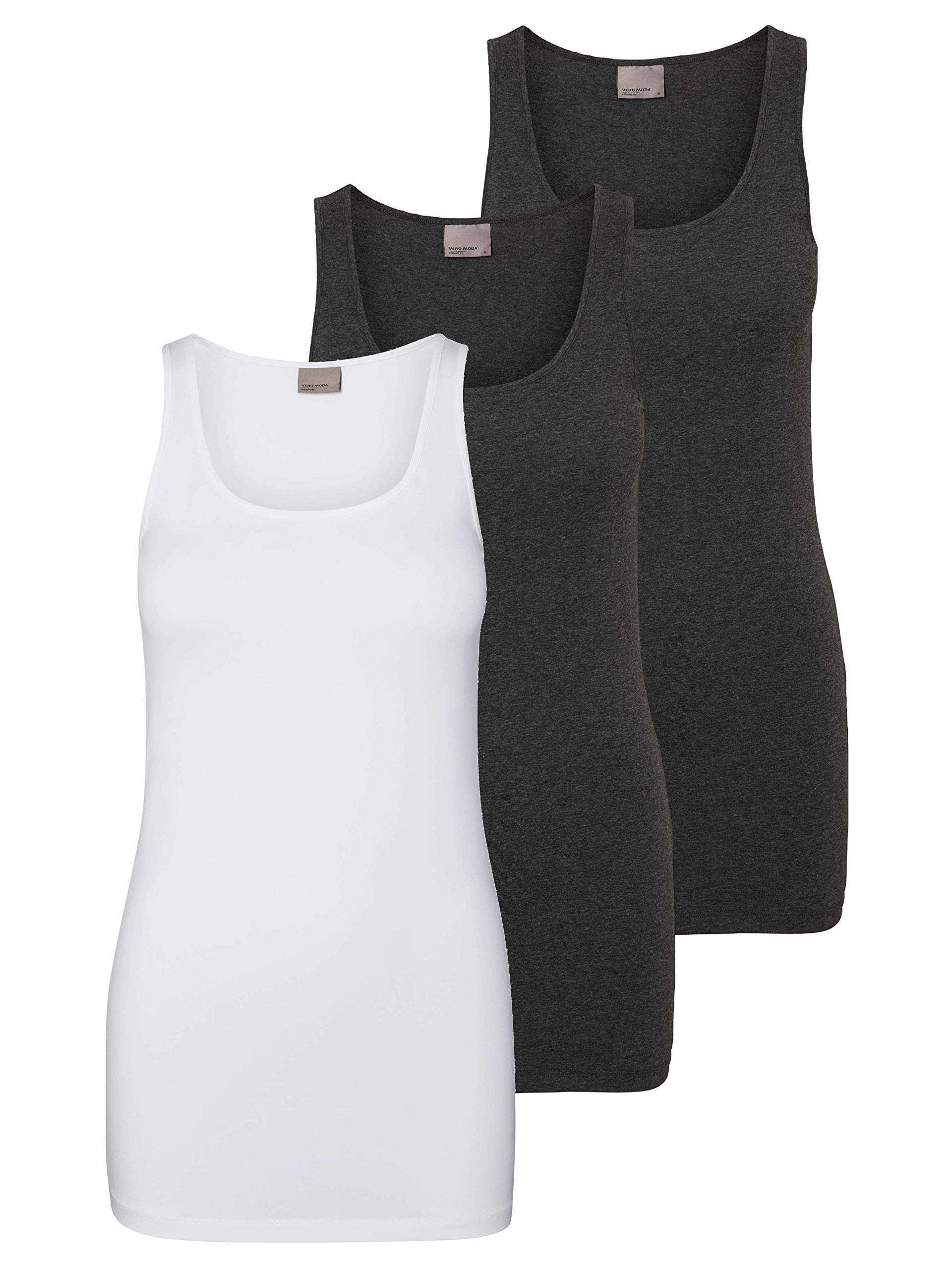 VERO MODA Female Tank top, Pack of 3 - Black - Large