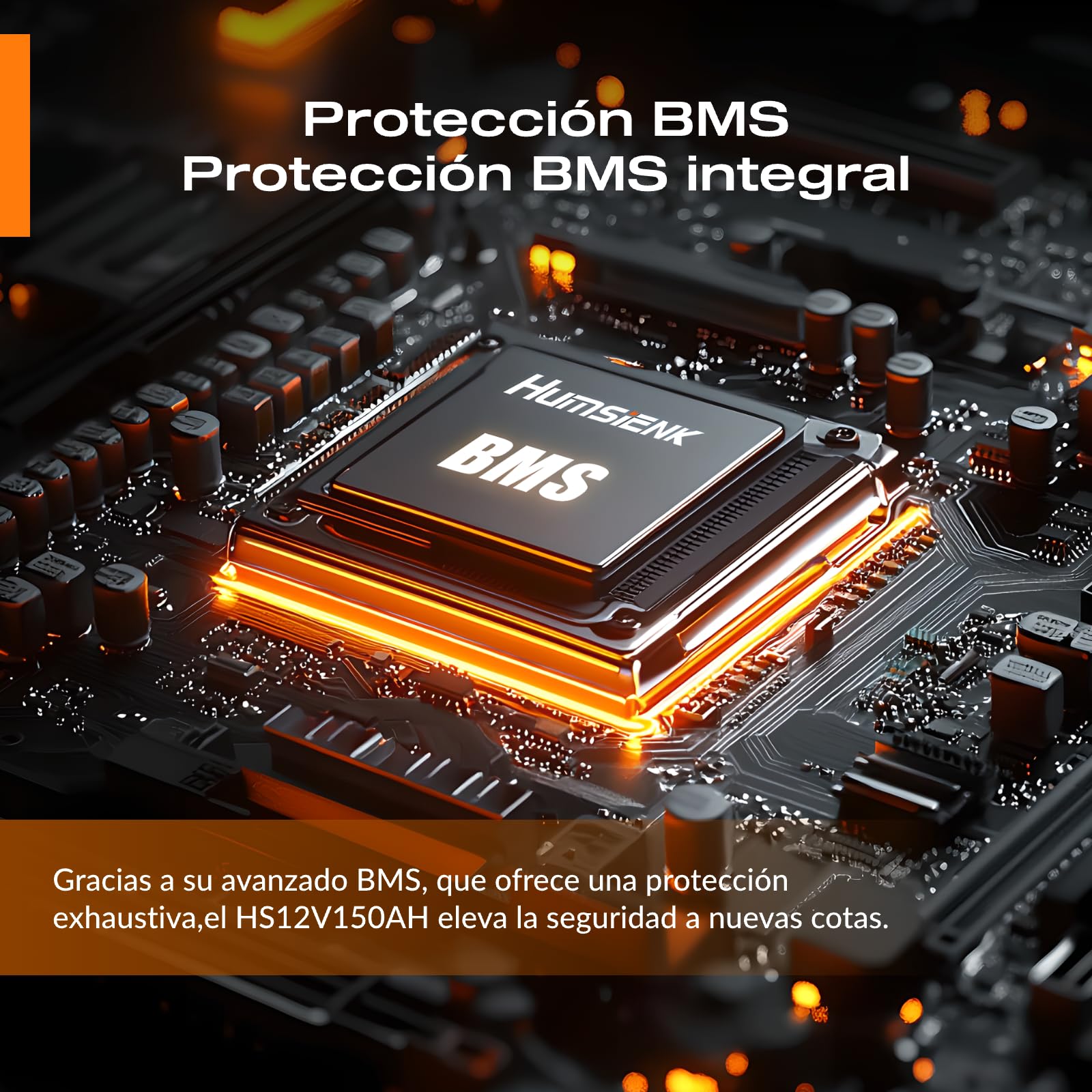 Humsienk Batería Litio 12V 150Ah,Bateria LiFepo4,BMS Inteligente de 110A,4.000–15.000 Ciclos Profundos de 12 V 1920 Wh Recargable,Protección Baja Temperatura—para Solar,Autocaravana (RV)