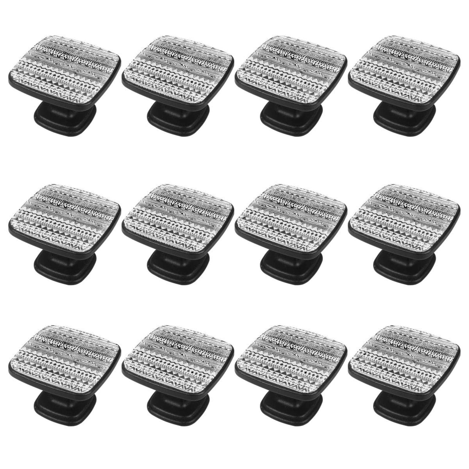 12 confezioni di pomelli quadrati con manico Bohemia Bohemia, colore bianco, nero