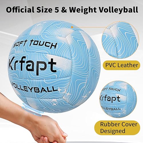 Vista 10 de Voleibol tamaño oficial 5, pelotas de voleibol suaves para juegos de playa en interiores y exteriores (pezones y estrellas)