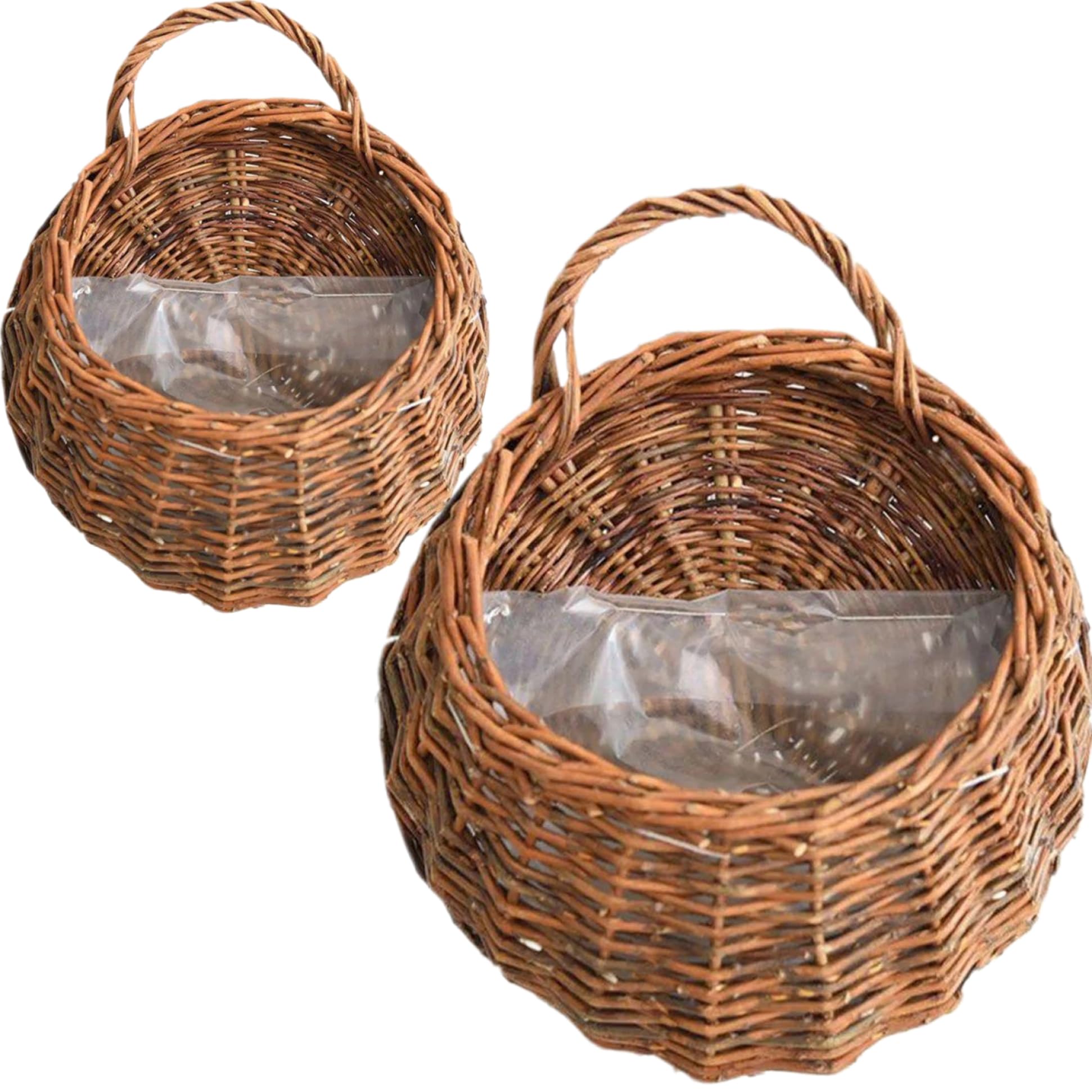 Takingup Hanging Planter 2Pcs Natural Rattan, Vintage Wall Hanging Basket for Indoor Plants, Rattan Color, Home Garden Storage Flower Pot