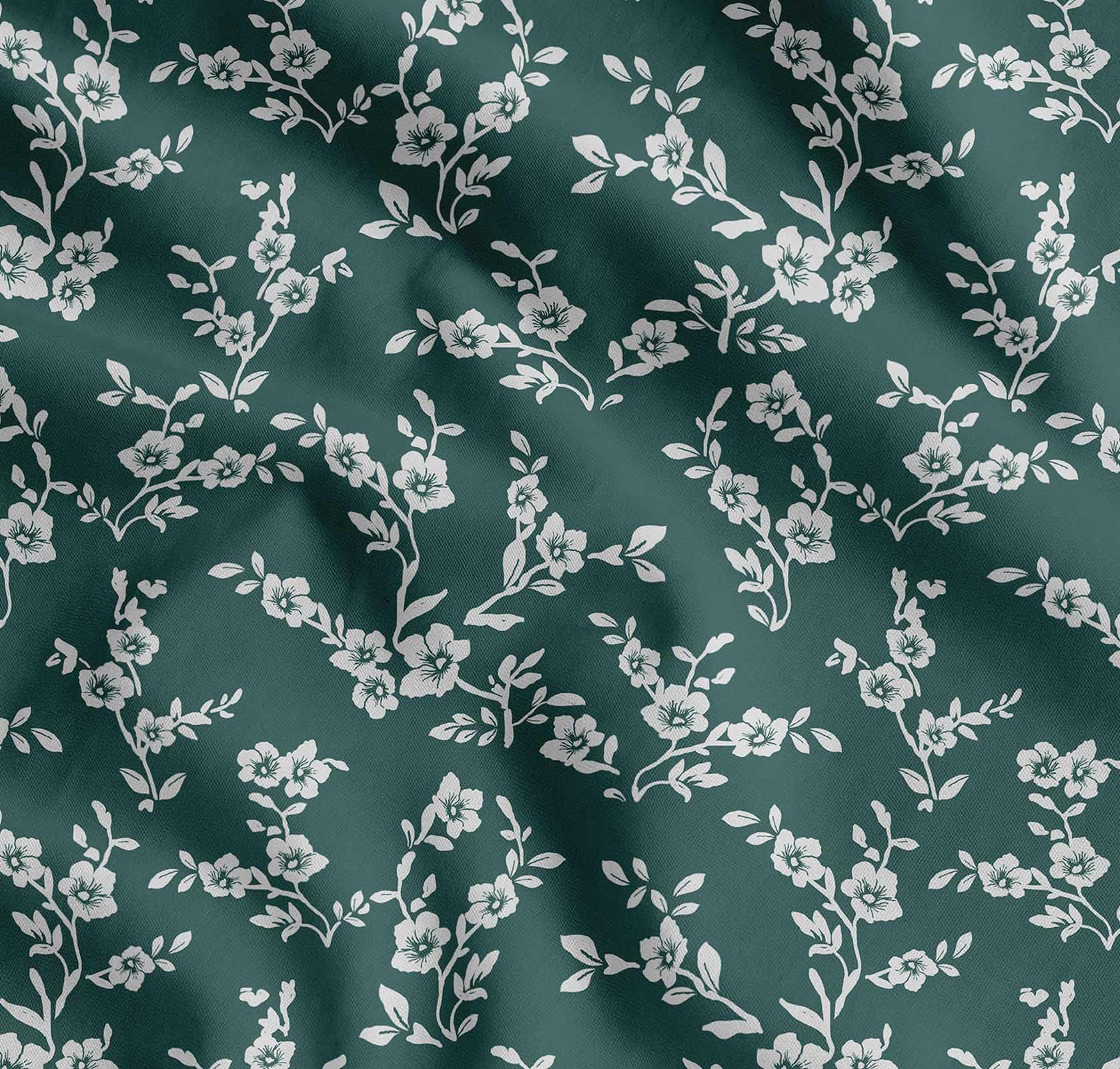 Soimoi Cotton Cambric Fabric - Floral Print - Green - 56" Wide, Soft Lightweight Fabric by 3 Metre for Kurtas, Dresses, Baby Clothes, Linings, Quilting & Embroidery Base