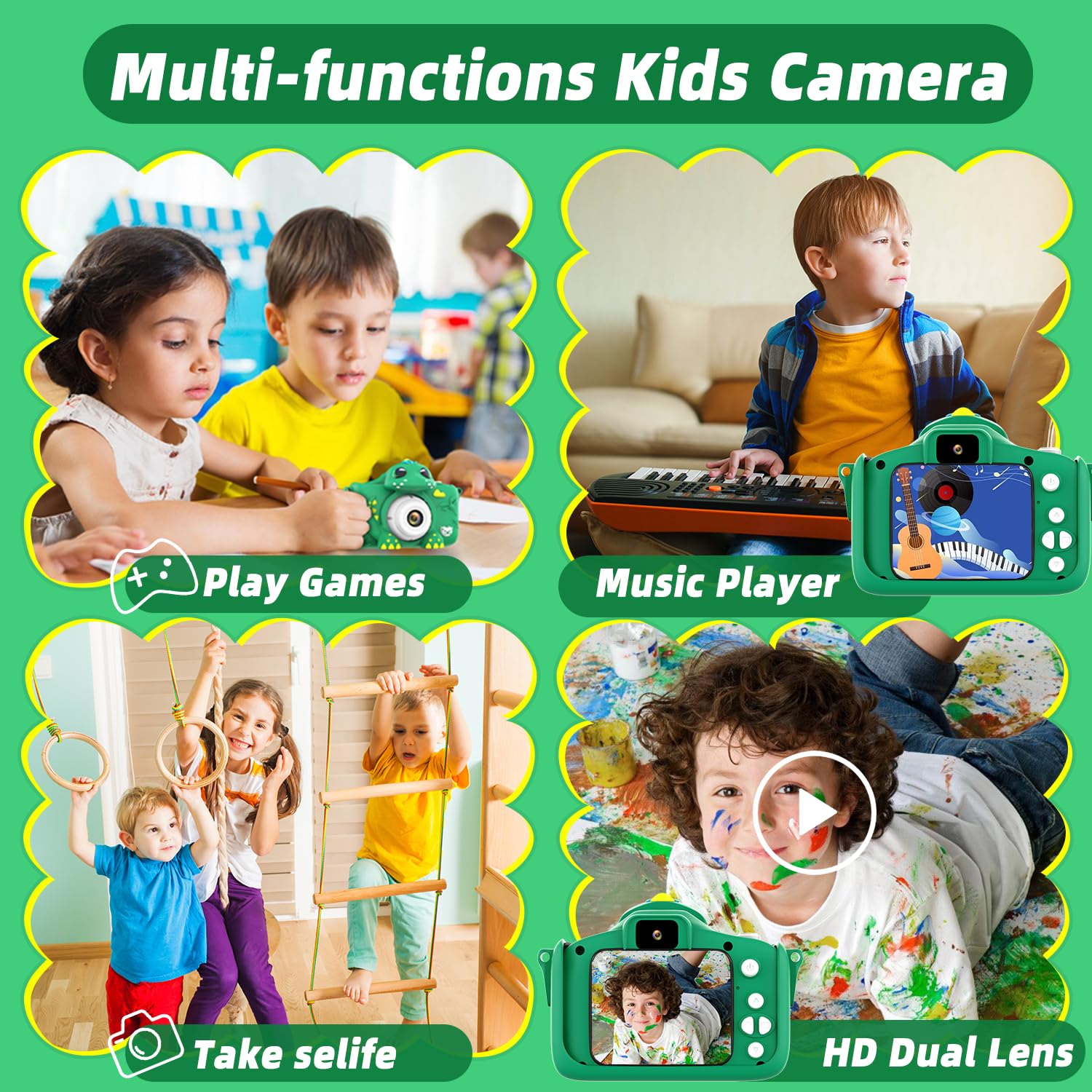 Fotocamere per bambini 2.0 Pollici Fotocamera Digitale 1080P HD Mini Macchina Fotografica Bambino con Carta 64GB Regalo Compleanno di 3-10 Anni Bambino per Ragazza Ragazzo