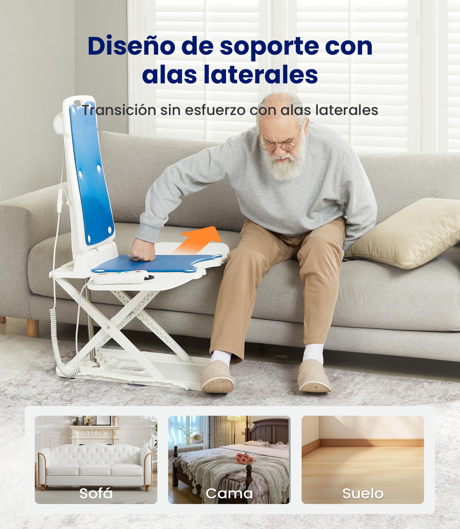 VOCIC Asientos de elevación eléctricos – Silla elevadora Multifuncional, Ajustable hasta 48 cm, Ayuda para levantarse del Suelo, Soporte hasta 136 kg, Ideal para Personas Mayores