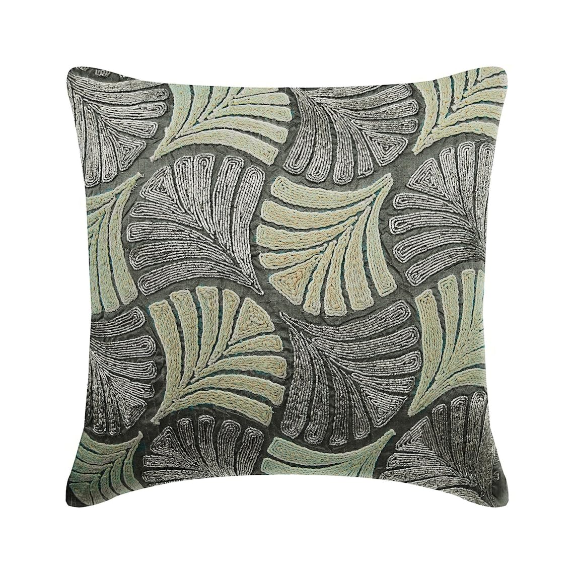 The HomeCentric Decorative Silver Cushion Covers Pack of 2, 45x45 cm (18"x18"), Silk Cushion Covers For Couch, Zardosi Embroidery Square Throw Pillow Cover, Abstract ed Modern Style - Moderno Two — image 1