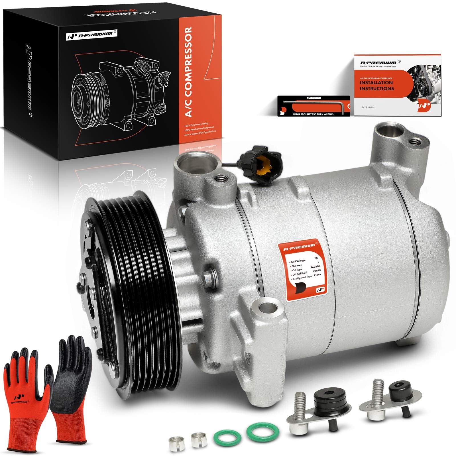 A-PremiumAir Conditioner AC Compressor with Clutch Compatible with Nissan Frontier 4.0L 2.5L 2005-2019, Xterra 4.0L 2005-2015