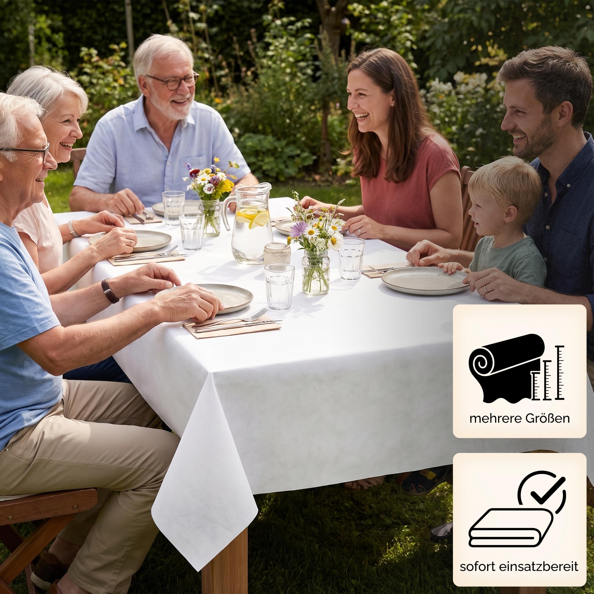 Sensalux Nature Vlies Tischdeckenrolle 1,18 x 40m, Perle | Vlies Tischdeckenrolle abwaschbar & wasserabweisend, stoffähnliche Meterware für Party, Geburtstag, Event & Catering