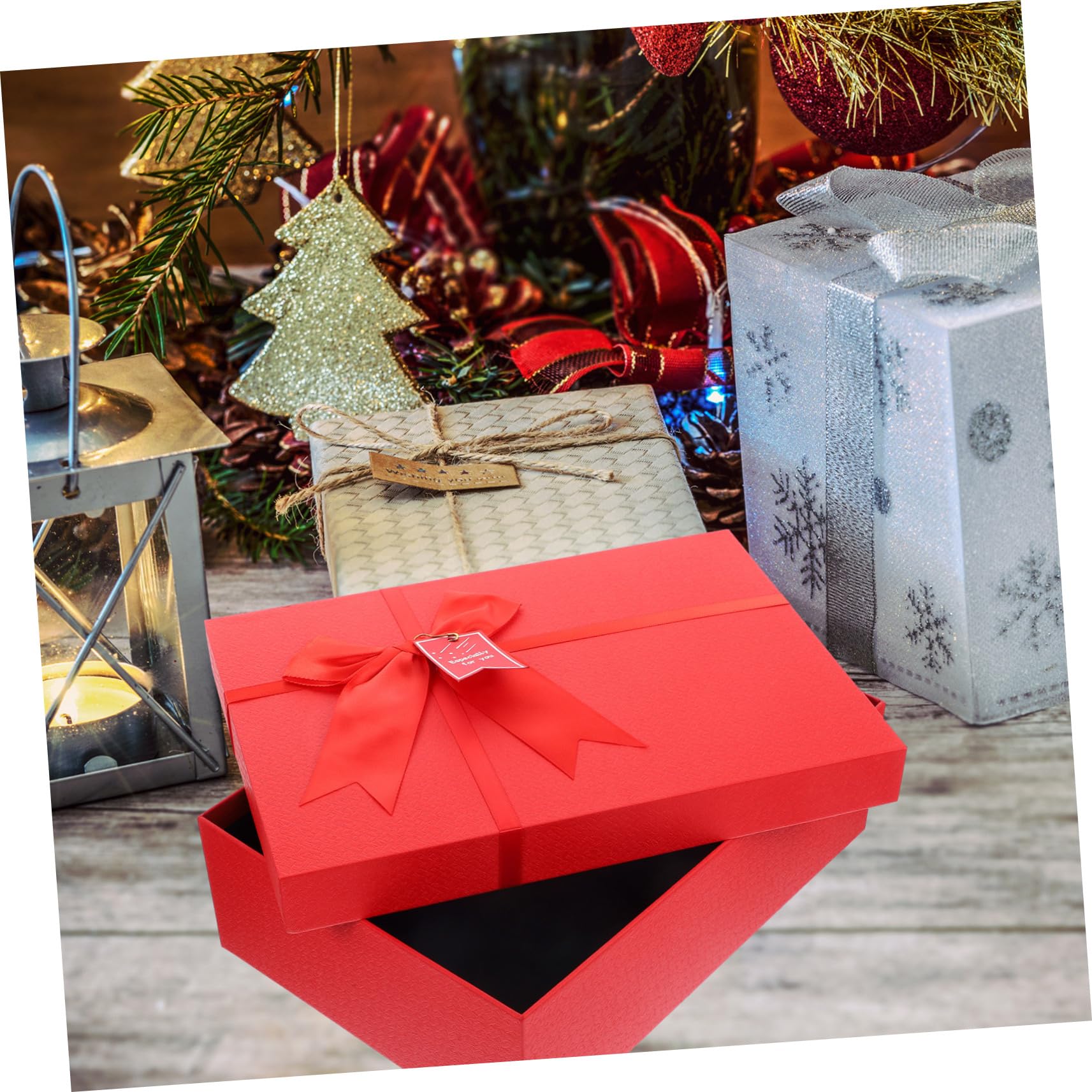 KOMBIUDA Scatole Regalo in Carta Coperchio 3 Pezzi Rosso Decorative