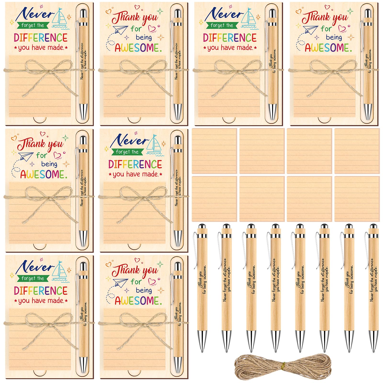 24 Pcs Employee Appreciation Gifts Inspirational Ballpoint Pens Motivational Notepads Positive Sticky Notes Pad Holder Thank You Gifts for Coworkers Teacher Colleague Staff Volunteer Nurse