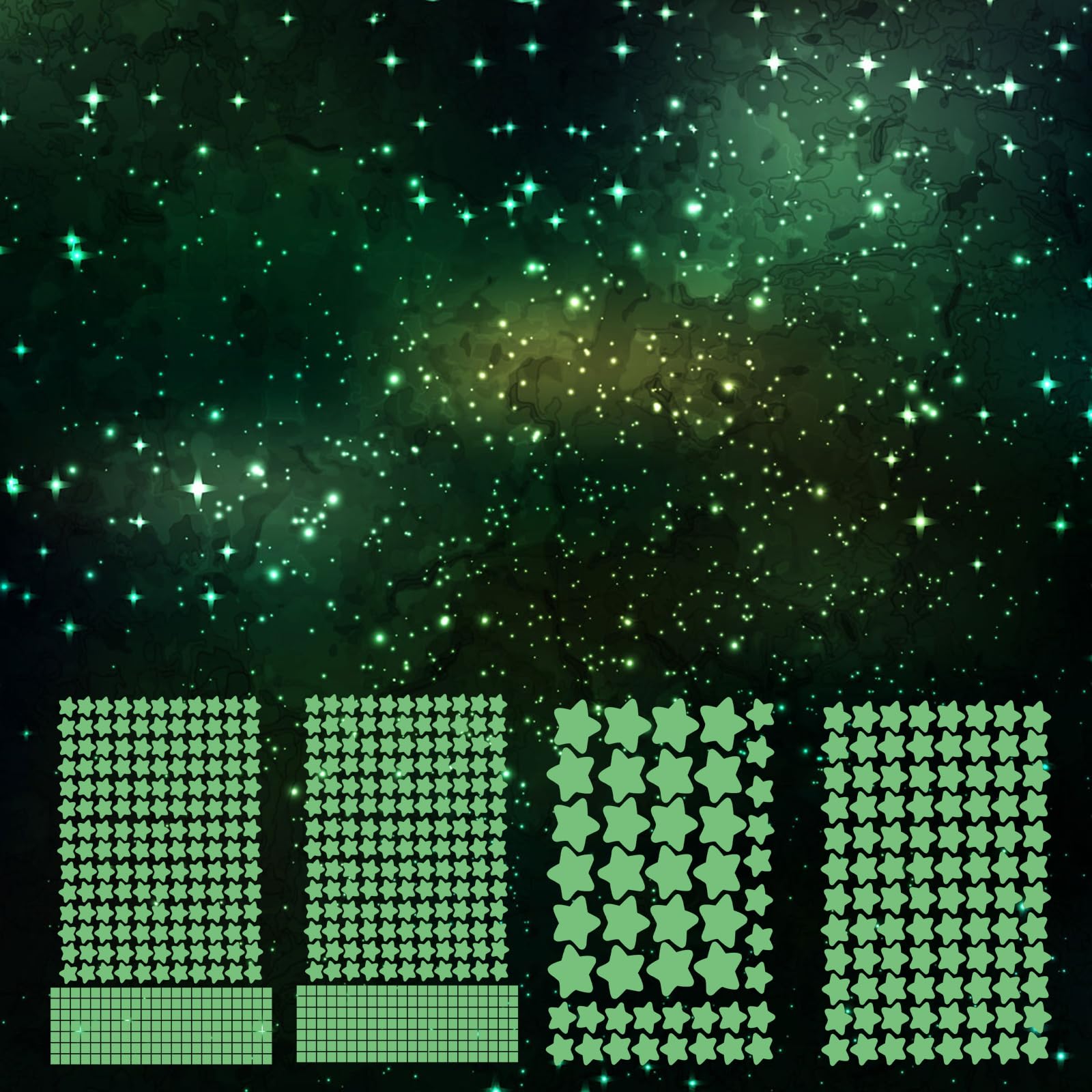 Aooyaoo Glow in The Dark Stars Wall Stickers, 3D Glowing Stars for Ceiling and Wall Decals, Perfect for Kids Bedding Room or Party Birthday Gift (