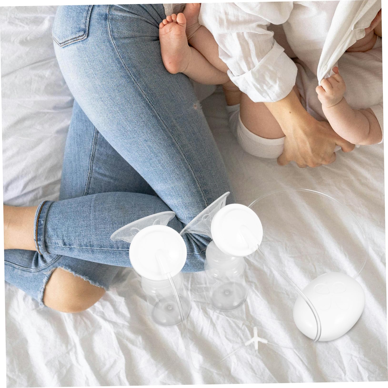 Toddmomy Extractor De Leche Eléctrico Sacaleches Doble Blanco Ventosa Para Uso Casa o Viajes De Leche Materna Automático Masaje