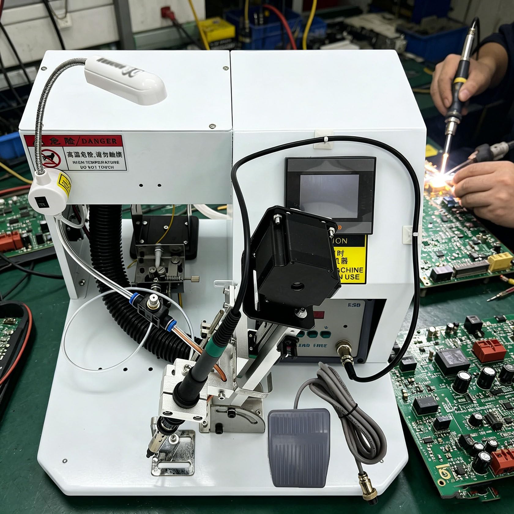 ZHIXUMM 160welectric Aviation Head Soldering Machine, Semi-Automatic Pedal Soldering Machine, Wirh 0-90° Angle Adjustable, Rapid Heating, For Pcb Soldering And Repair