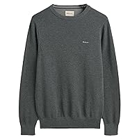 GANT Collo a C in Cotone Classico Maglione, Grigio Scuro mélange