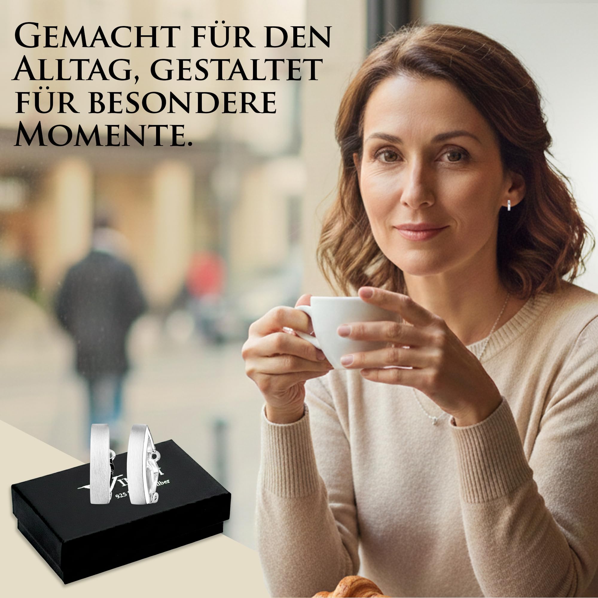 Vinani Ohrclip Rechteck mattiert Sterling Silber 925 Ohrringe LLM