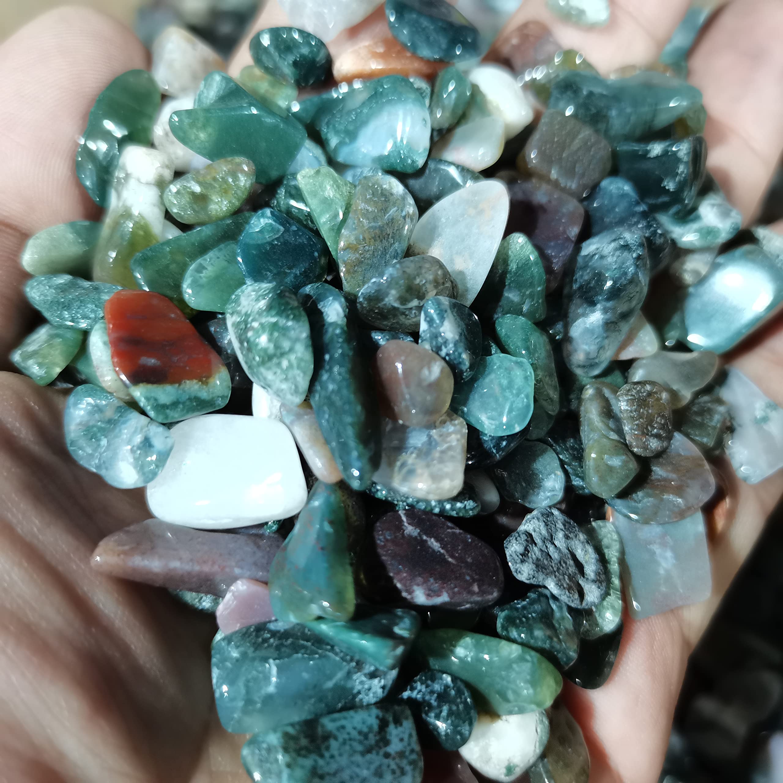 Espécimen curado 500g Ágata acuática Natural Original Piedra Verde Cristal Grava Decoración for el hogar Jardín Maceta Espécimen Budismo como Regalo decoración hogareña (Size : 50g)