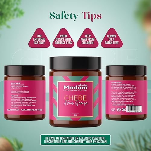 Miniatura 8 de Chebe - Grasa capilar para el crecimiento del cabello con aceite de romero, polvo Chebe - Tratamiento de pérdida de cabello para adelgazamiento del