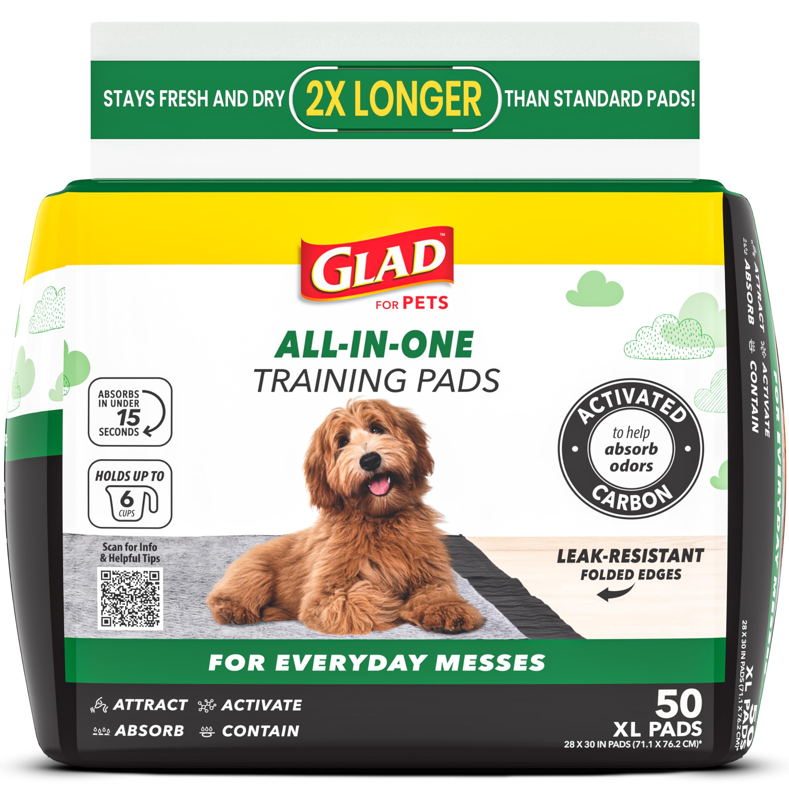 Glad for Pets Lot de 50 alèses pour Chiots de Grande Taille Anthracite Noir Absorbent et neutralisent l'urine instantanément