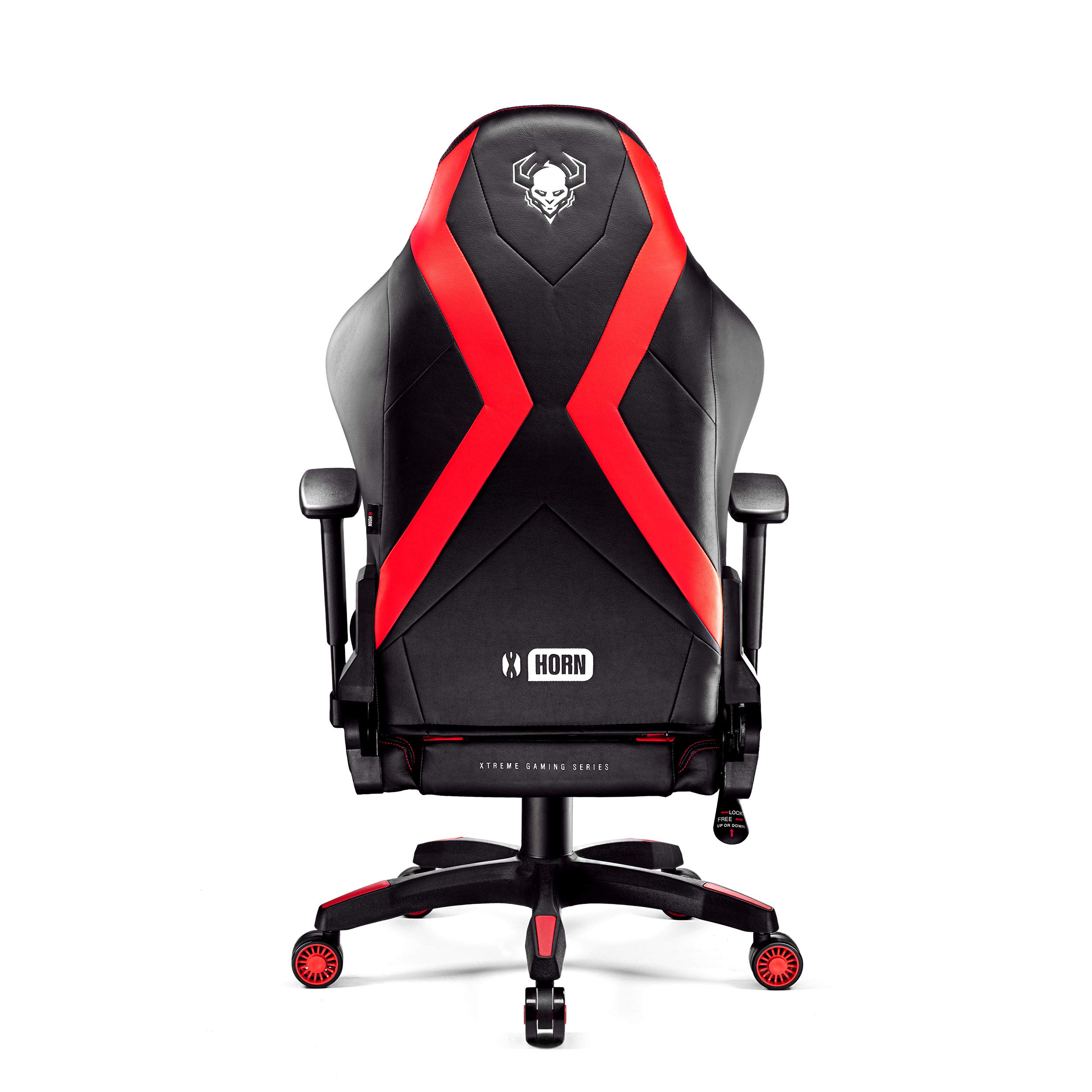 DIABLO X-Horn 2.0 Sedia da Gaming Gamer Poltrona da Ufficio Scrivania Girevole Braccioli 3D Design Ergonomico Supporto Lombare Meccanismo di Inclinazione Nero-Rosso Normal (L)