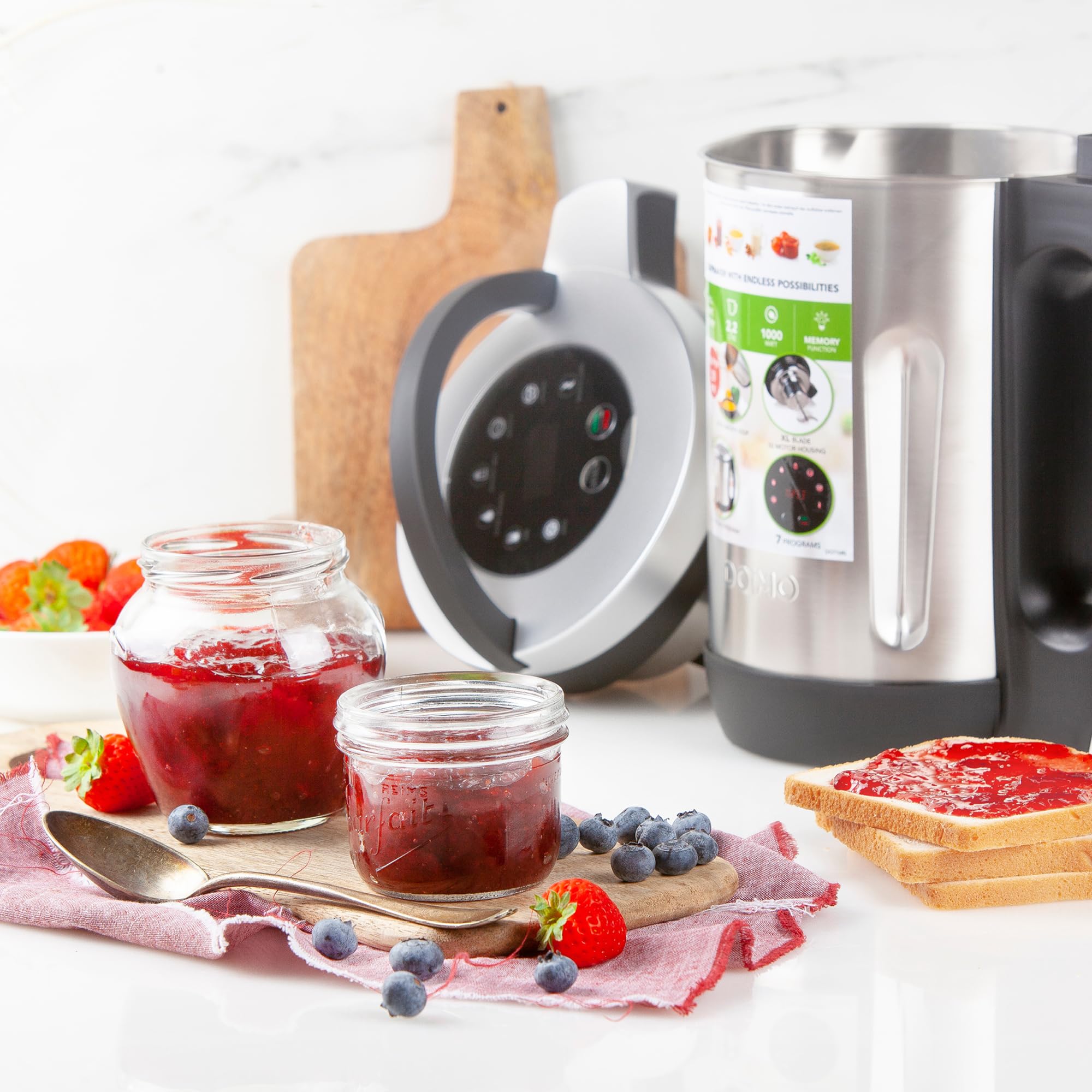DOMO DO716BL Mixeur à soupe - 7 programmes - Soy/nut milk, extra smooth, smooth, chunky, jam, juice et blend/clean - 2,2 L