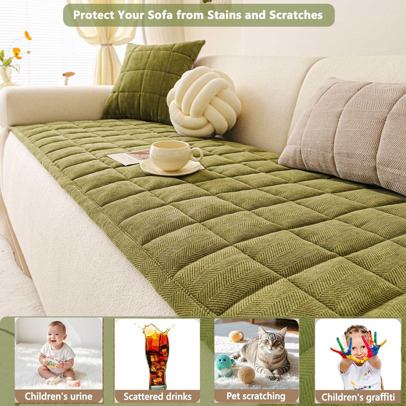 Housse De Canapé éPaisses 2 3 4 1 Places,Anti-Taches Couvre Protege Coussin
